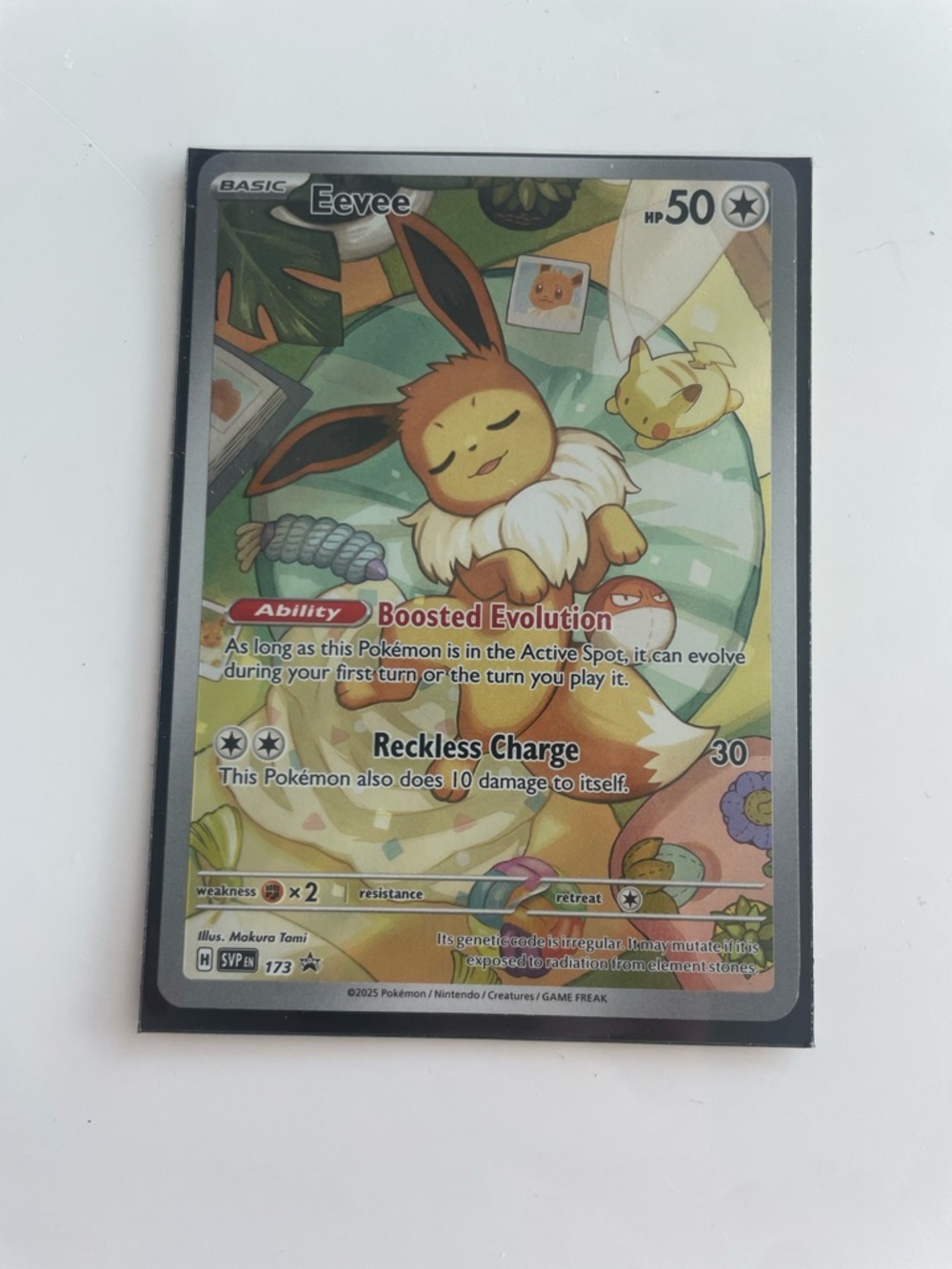 Cute Eevee Pokémon Card - Illustration Style Holo Evolution (HP 50)